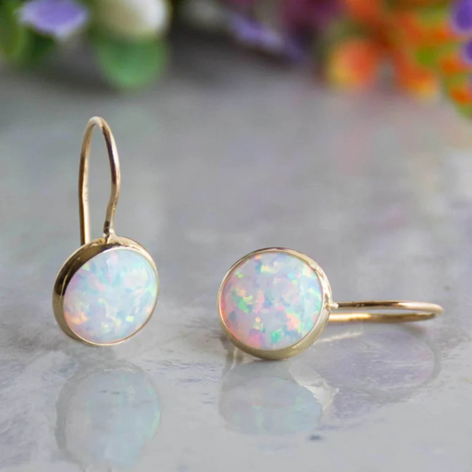 Vintage Iridescent Opal Earrings