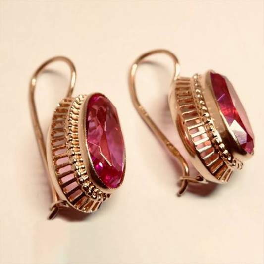 Luxurious Red Gemstone Earrings