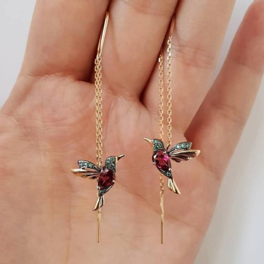 Radiant Enamel Hummingbird Earrings