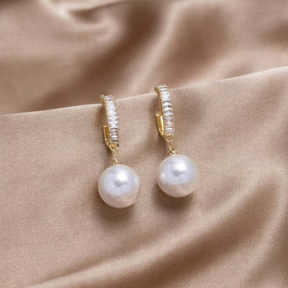 Luxurious Pearl & Zirconia Drop Earrings