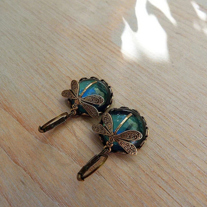 Golden Artisan Dragonfly Sphere Earrings