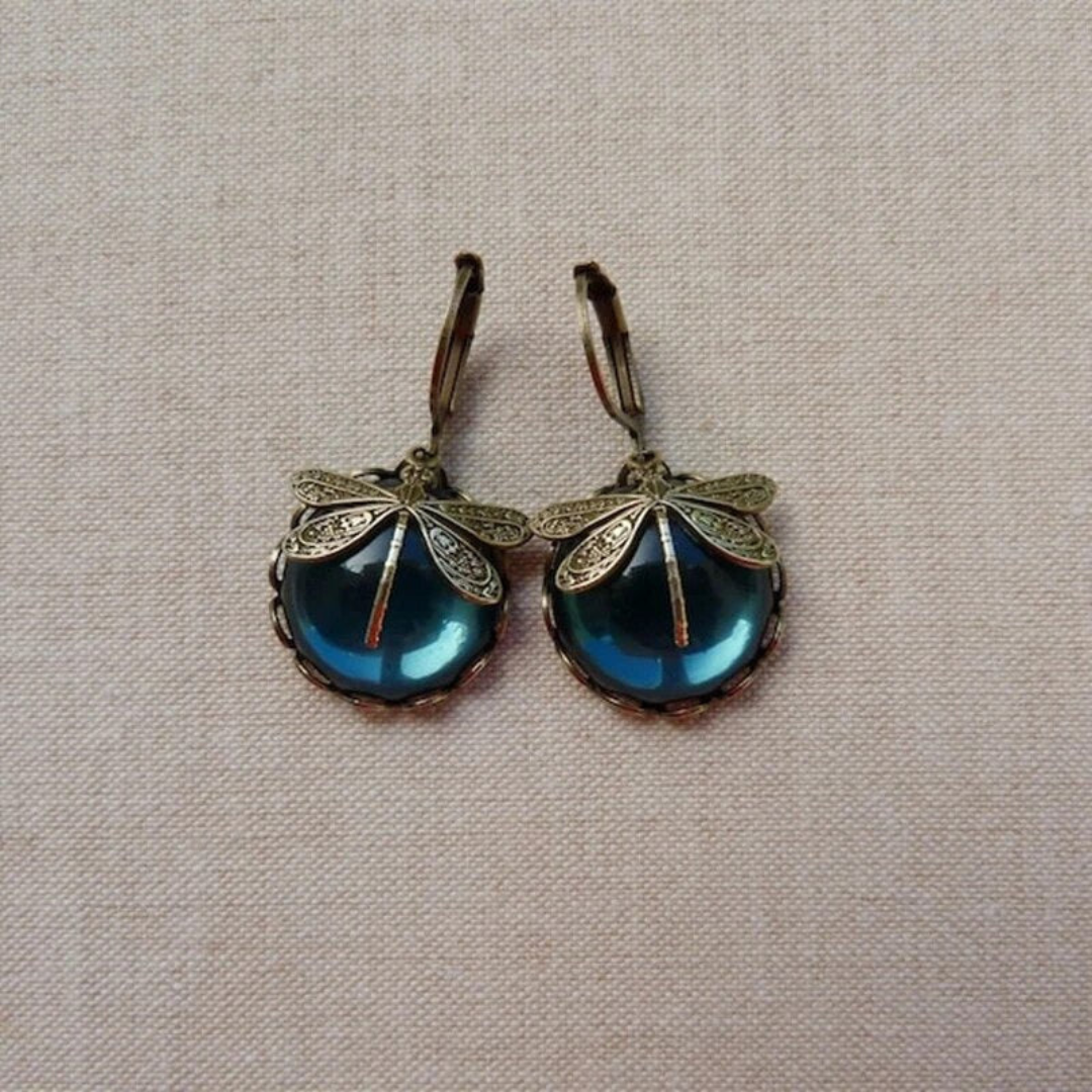 Golden Artisan Dragonfly Sphere Earrings