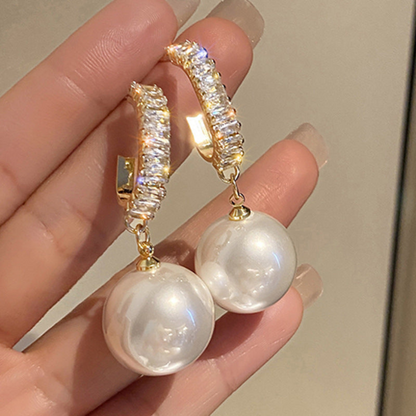 Luxurious Pearl & Zirconia Drop Earrings