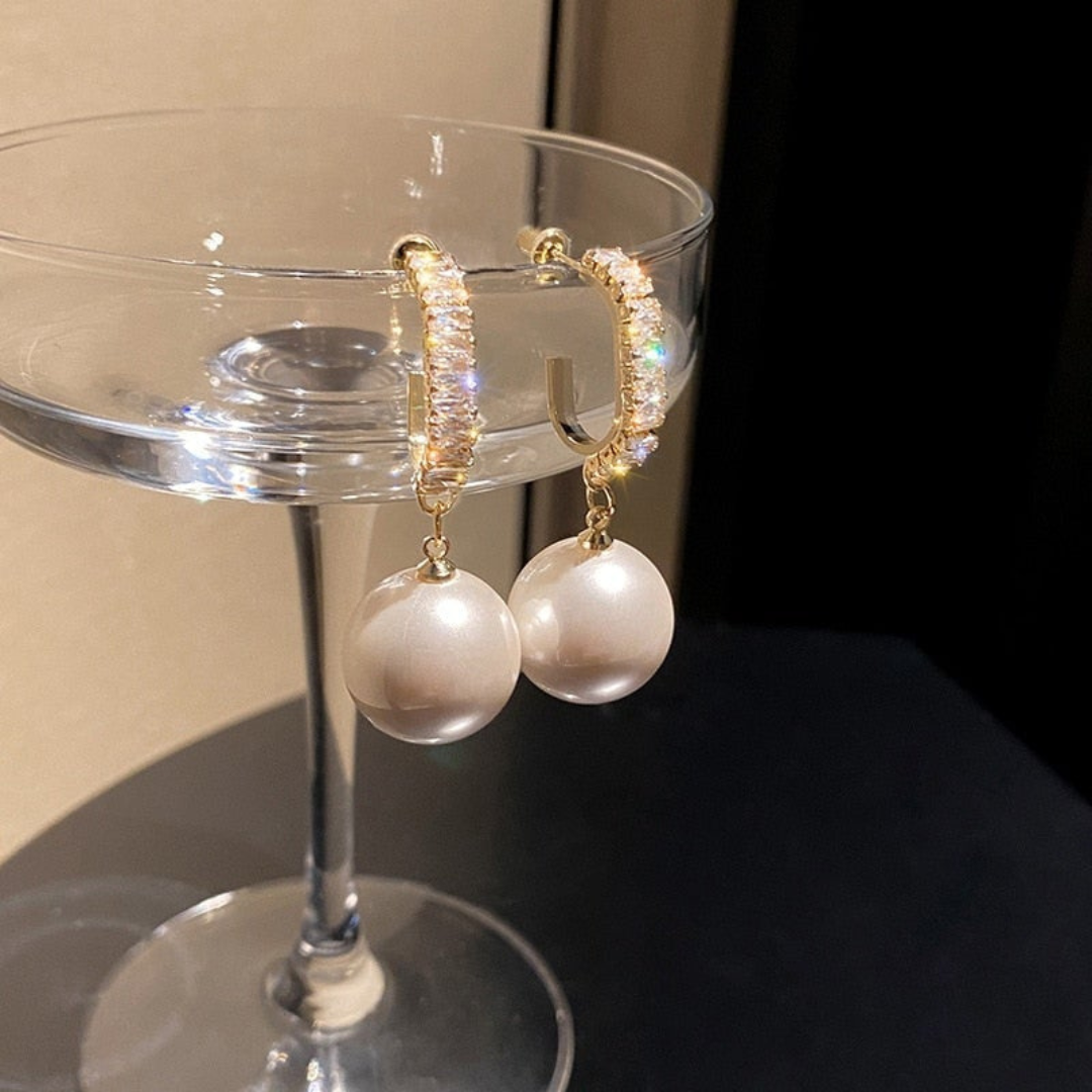 Luxurious Pearl & Zirconia Drop Earrings