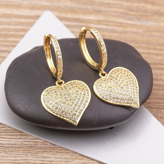 Golden Heart Drop Earrings - Marigold