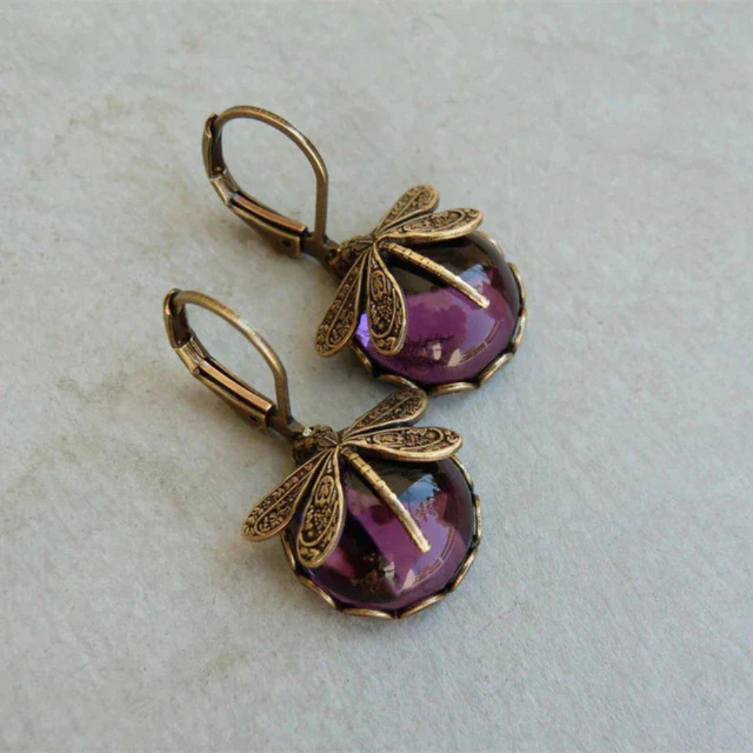 Golden Artisan Dragonfly Sphere Earrings