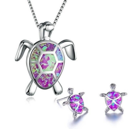 Iridescent Oceanic Turtle Jewelry Set