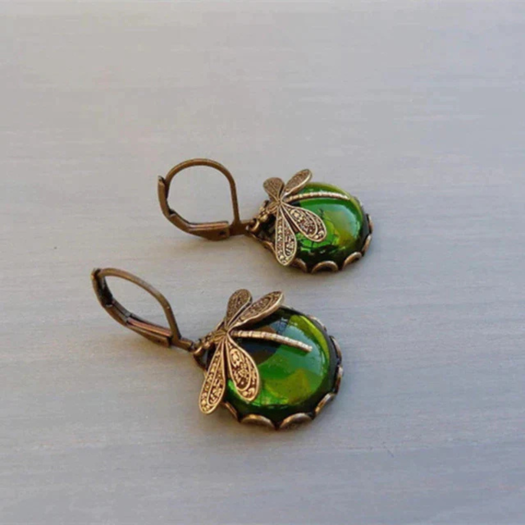 Golden Artisan Dragonfly Sphere Earrings