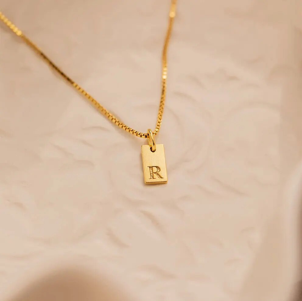 Initial Letter Gold Necklace - Tiffany