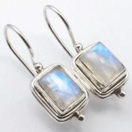 Radiant Moonstone Square Earrings