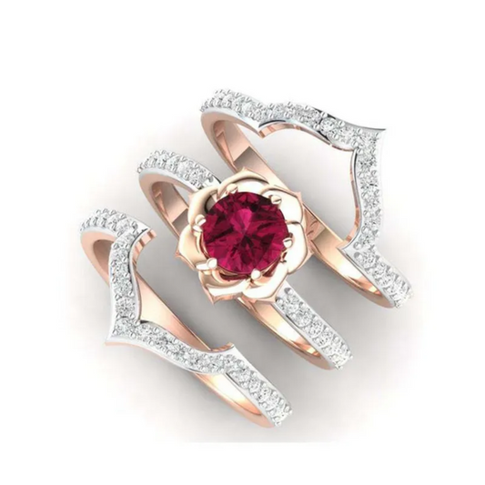 Radiant Red Zirconia Ring Set