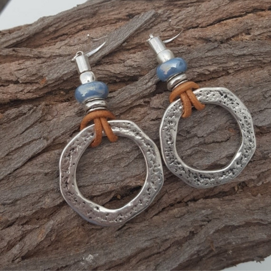 Boho Chic Vintage Silver Circle Earrings