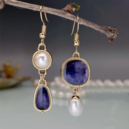 Vintage Navy Pearl Earrings