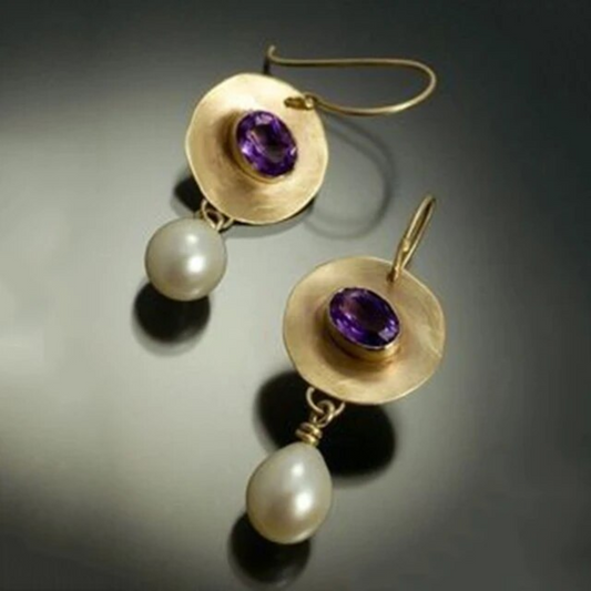 Elegant Purple Pearl Earrings