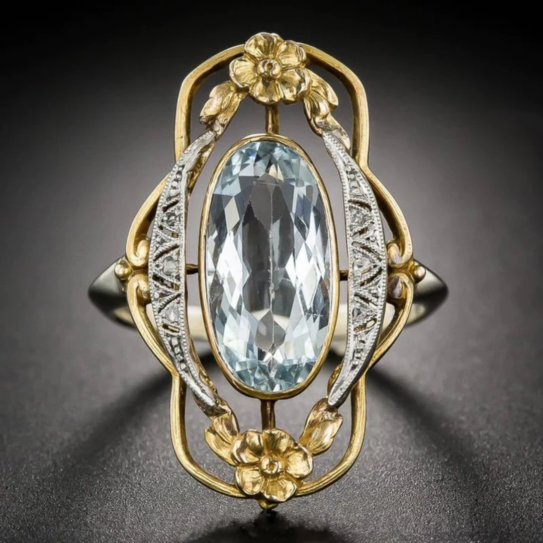 Opulent Vintage Aquamarine Ring