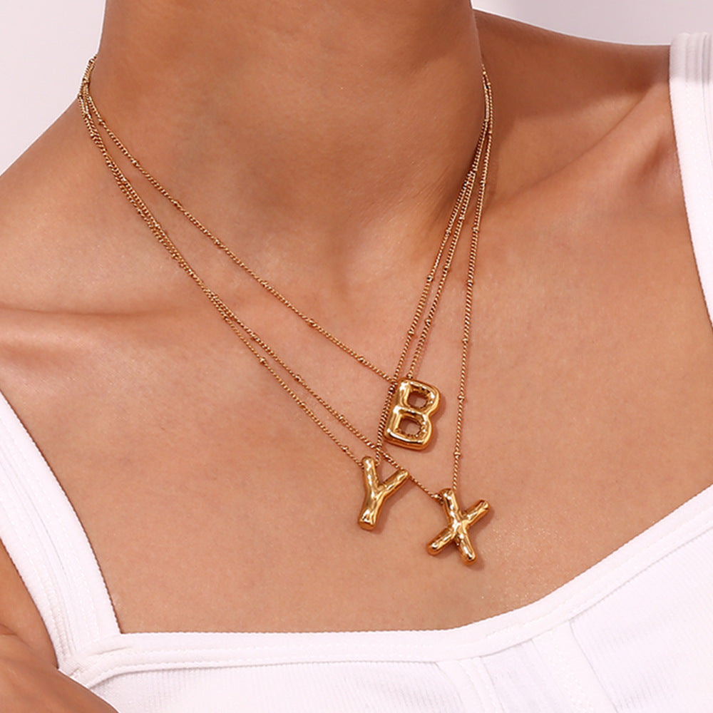 Balloon Gold Initial Necklace - Diana