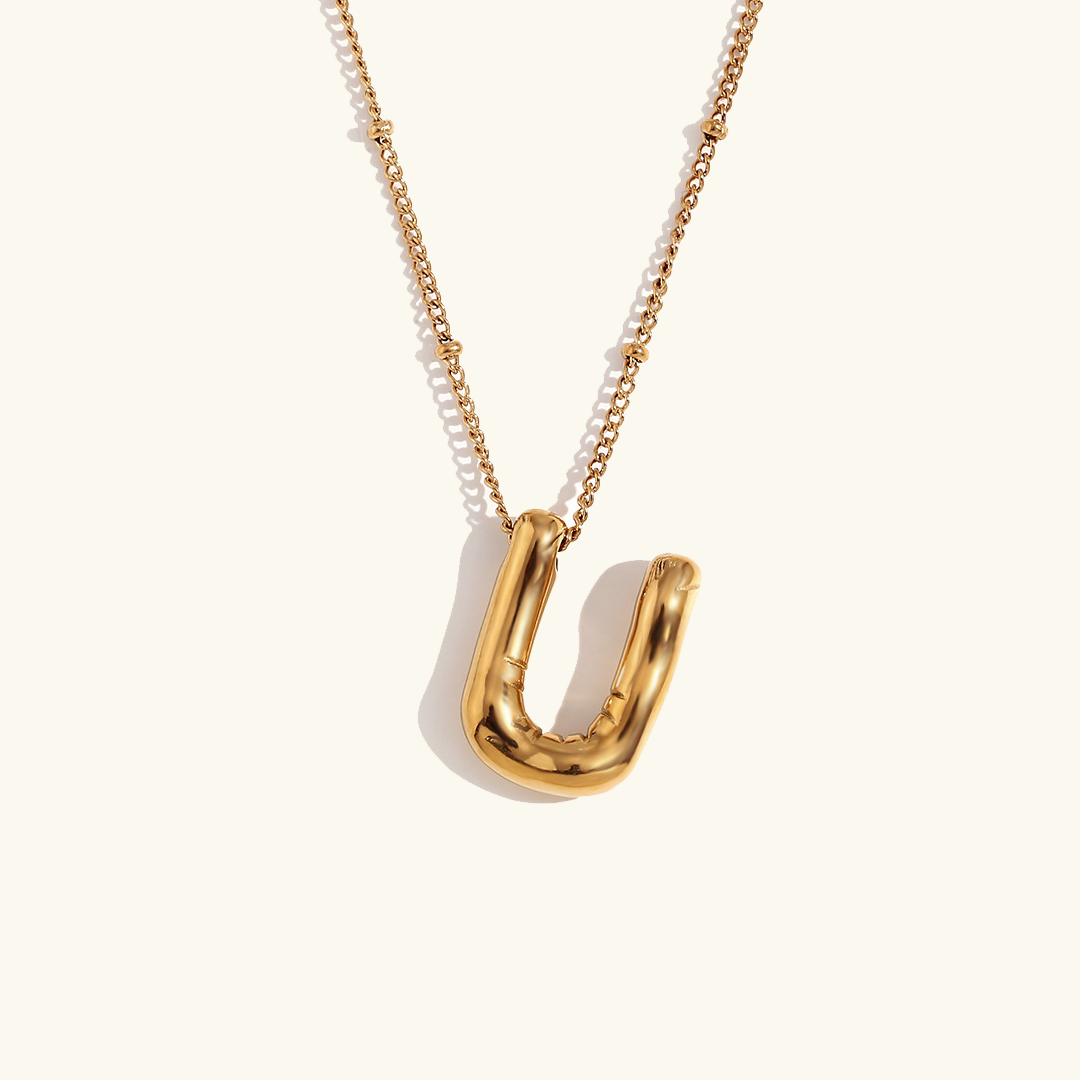 Balloon Gold Initial Necklace - Diana