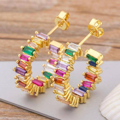 Crystal Zircon Rainbow Earrings - Kiara